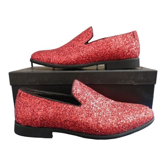 MEN'S FREDERICO LEONE RED SPARKLE TUXEDO SHOE. FS357. - Picture 4 of 7